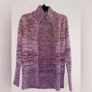 Eddie Bauer XS Marled Pink/Purple/Red Zip Cardigan.